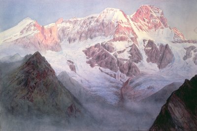 Monte Rosa bei Sonnenaufgang von oberhalb Alagna von Alfred Gibson William